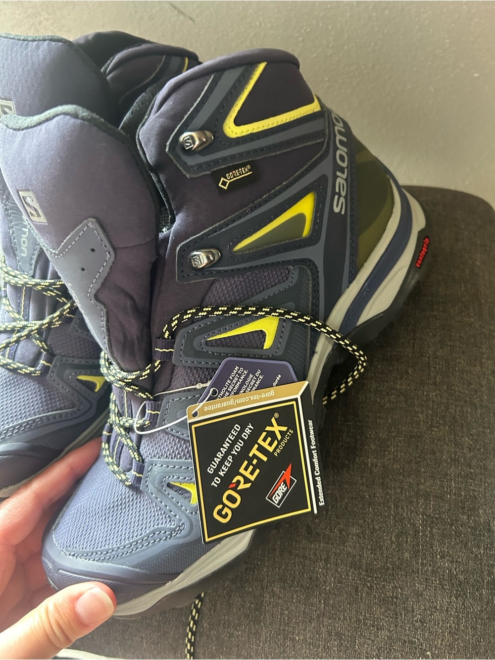 Salomon Men's Hiking Boots in Navy and Yellow